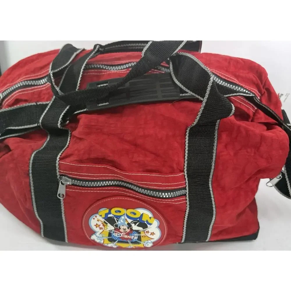 Disney Mickey Mouse Toon Duffle Bag Red Black Gym Weekender Travel  Strap